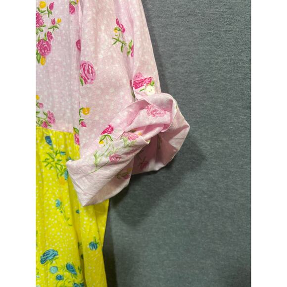 Mary Marshmallow Block Color Flowered Tiered Dress Size L/XL $198 - Picture 6 of 9